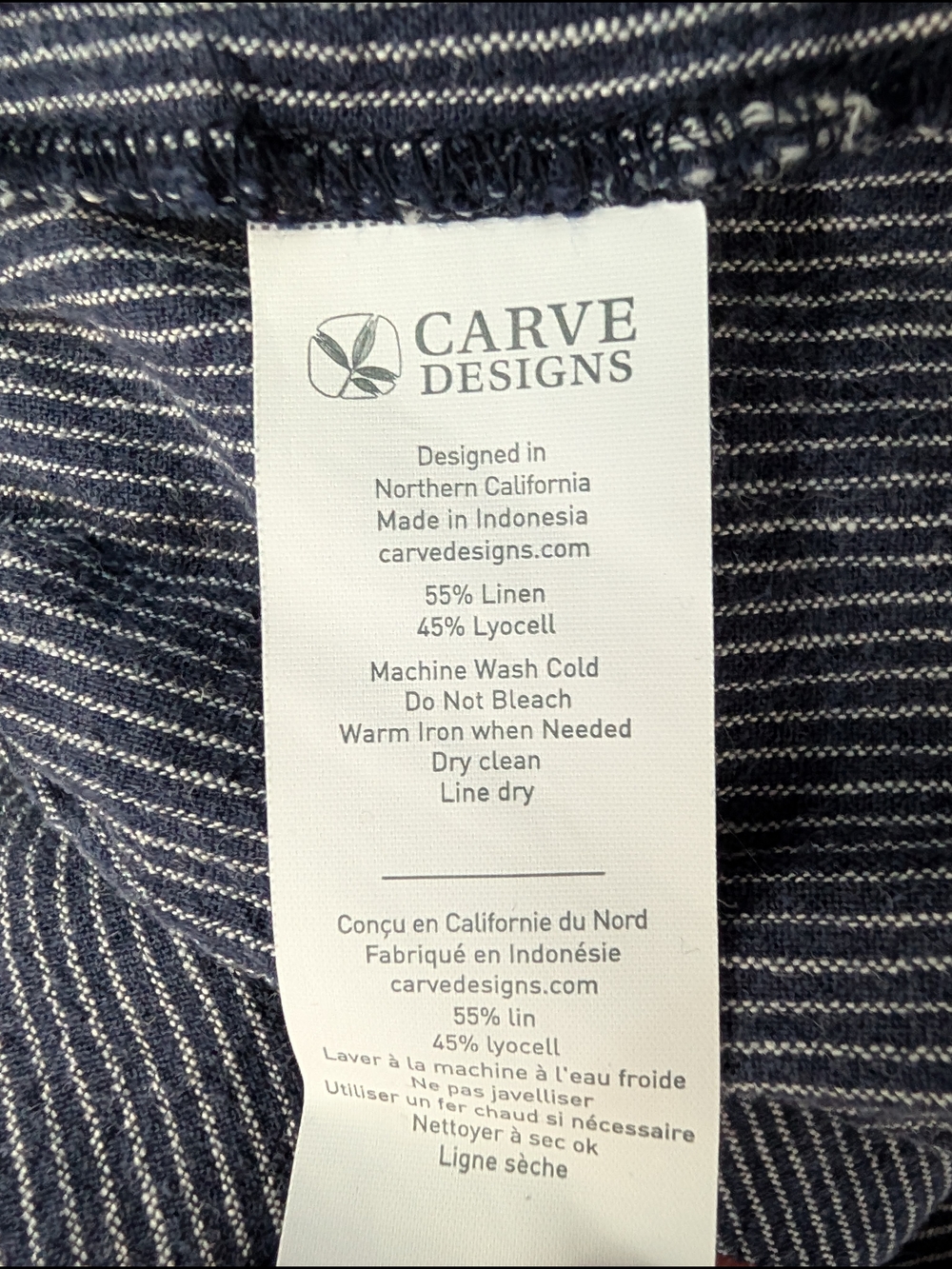 Carve Designs Nellie Linen Blend Blue and White Striped Sleeveless Dress - M - Picture 14 of 15